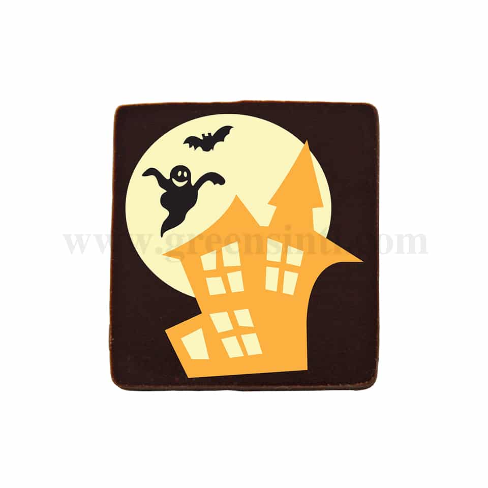 GREENS CHOICE Chocolate Transfer Sheet Haunted House in Three Colours 30 x 25 mm-32 graphics-50 Sheets