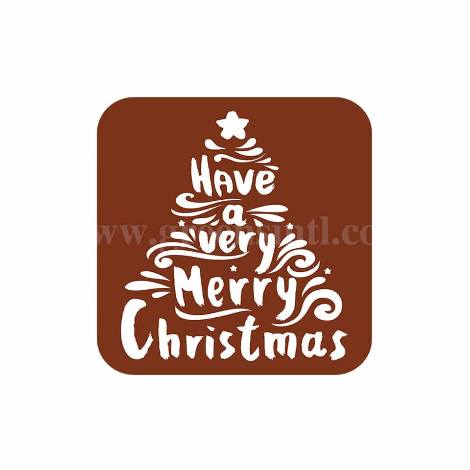 GREENS CHOICE Chocolate Transfer Sheet Merry Christmas White 40 x40 mm-21 graphics-5 Sheets