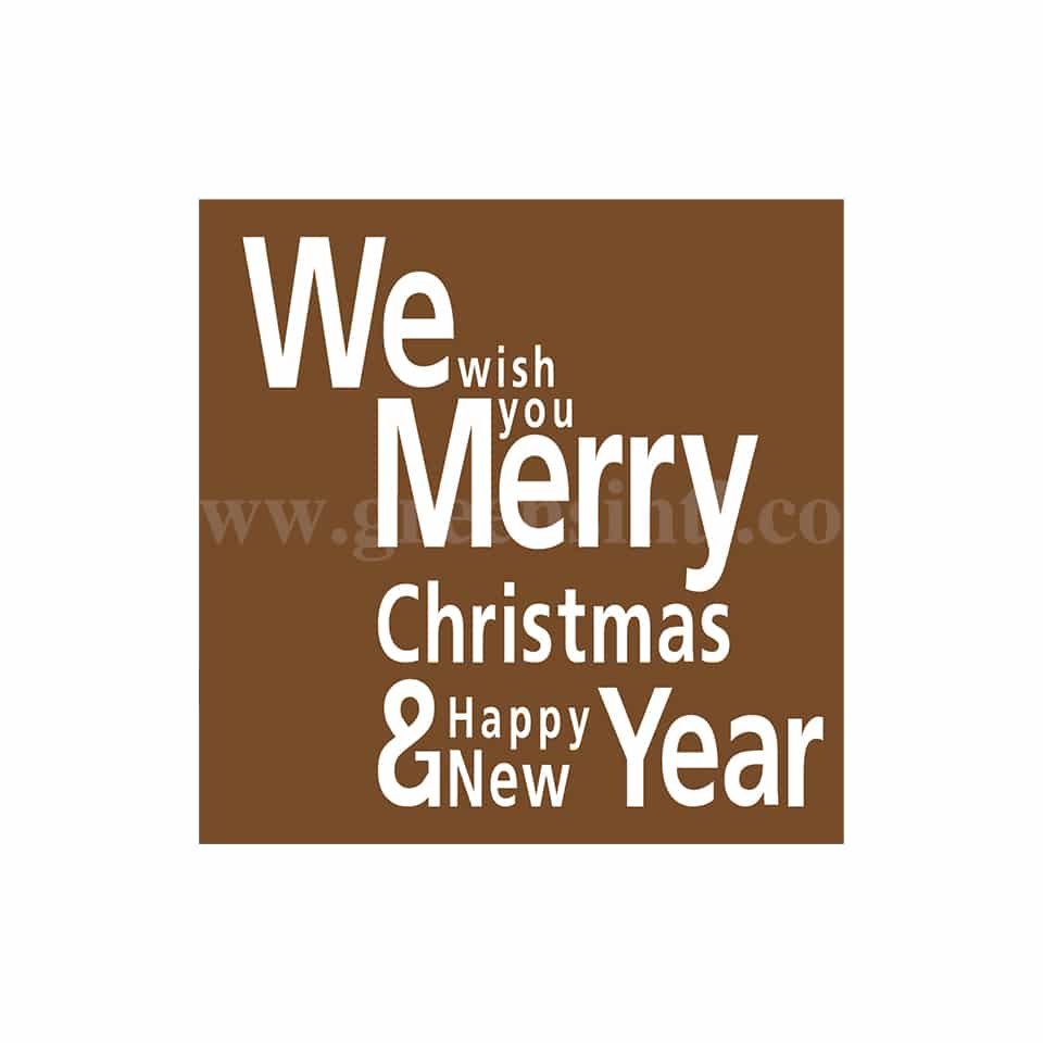 GREENS CHOICE Chocolate Transfer Sheet Merry Christmas and Happy New Year -White 30 x 30 mm-24 graphics-5 Sheets