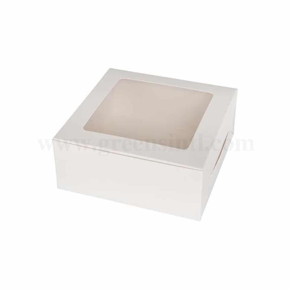 GREENS Cake Box White with Transparent Window L 14 Inch x W 14 Inch x H 5 Inch