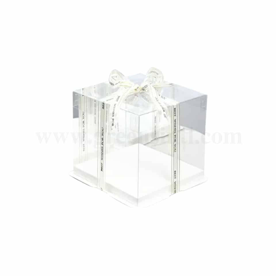 GREENS Foldable Cake Box Square Transparent L 26 cm x W 26 cm x H 24 cm