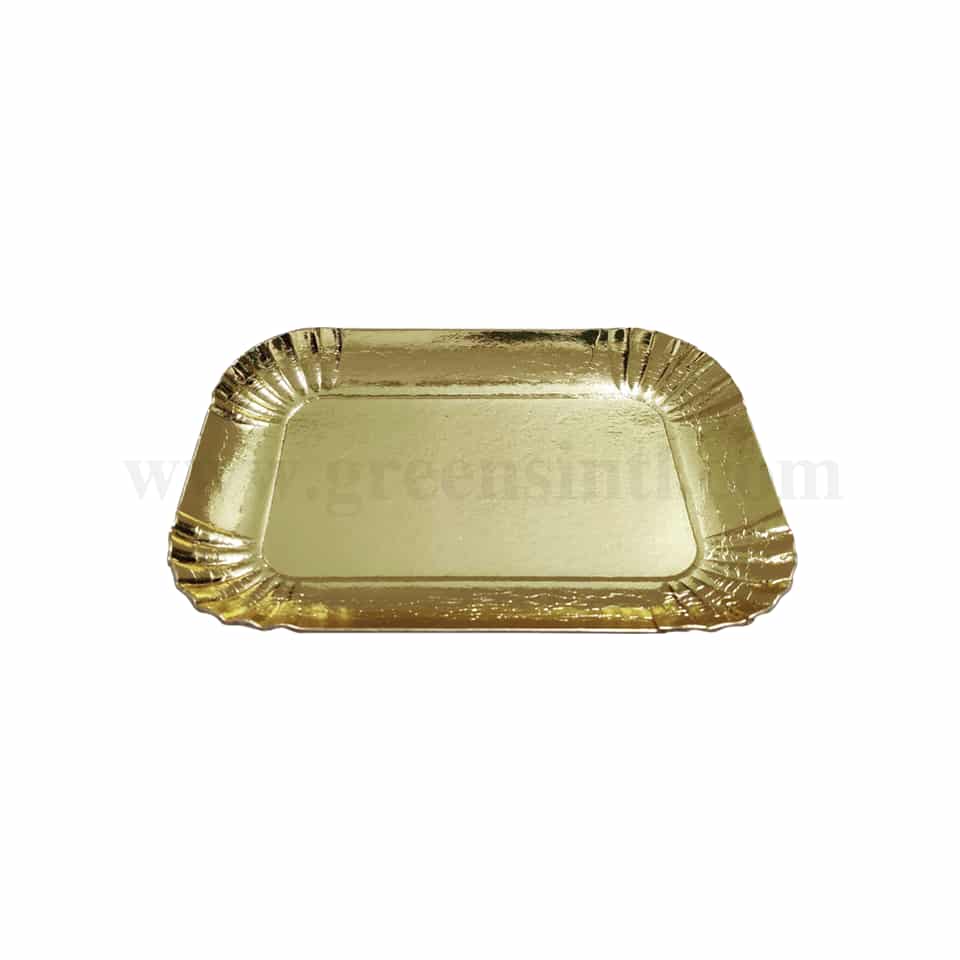 GREENS Paper Plates Rectangle Gold L 125 mm x W 190 mm,T 1.5 mm-29 Pcs