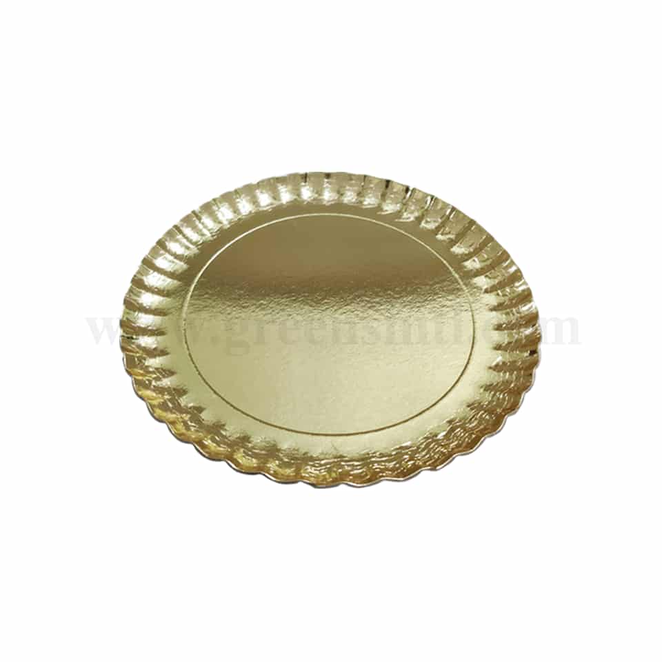 GREENS Paper Plates Round Gold D 280 mm,T 1.5 mm-12 Pcs