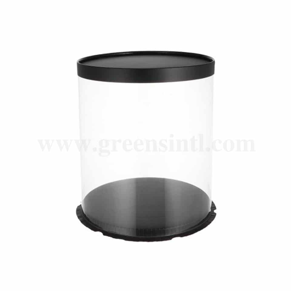 GREENS CHOICE Plastic Foldable Cake Box Round Black D 30 x H 34 cm