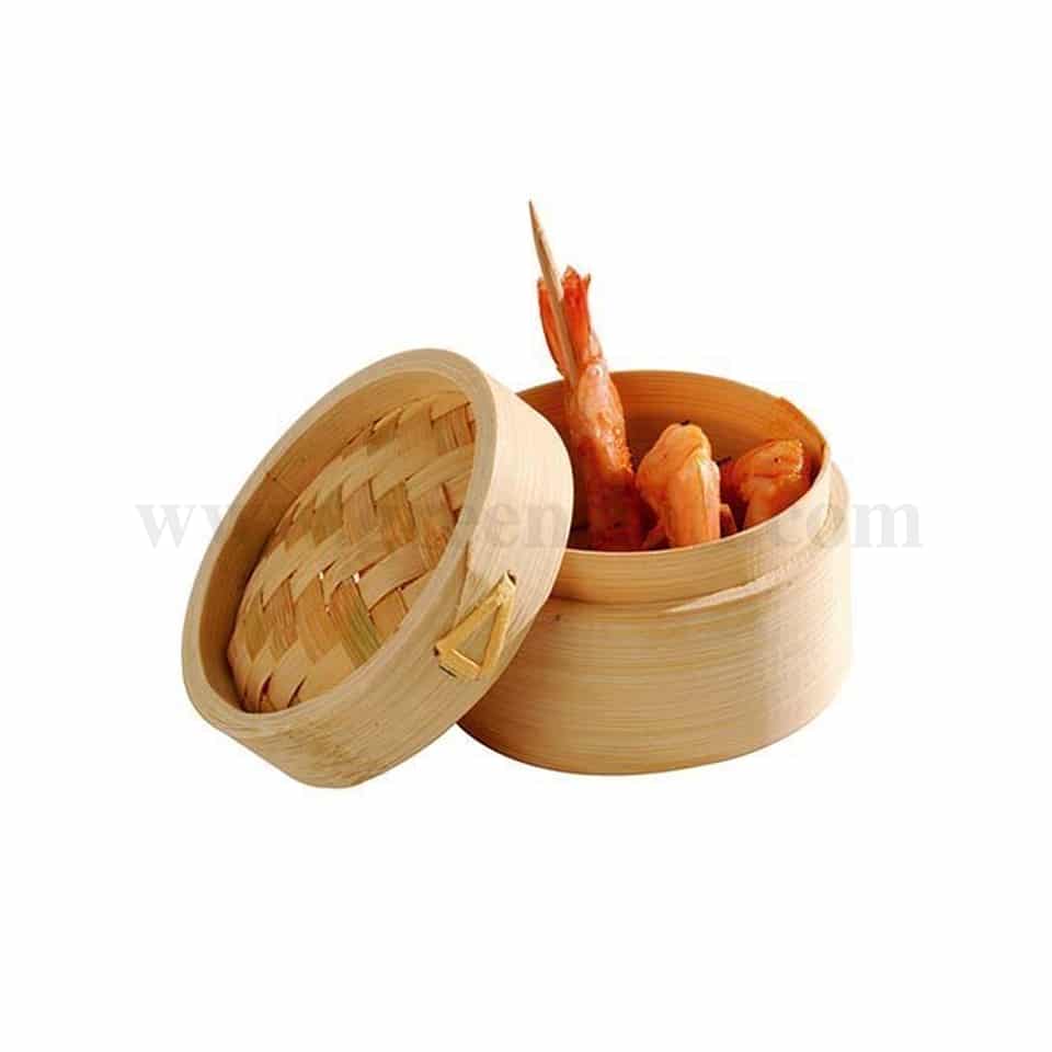 SOLIA Bamboo Mini Steamer Round With Lid D 75 x h50 mm-10 Pcs