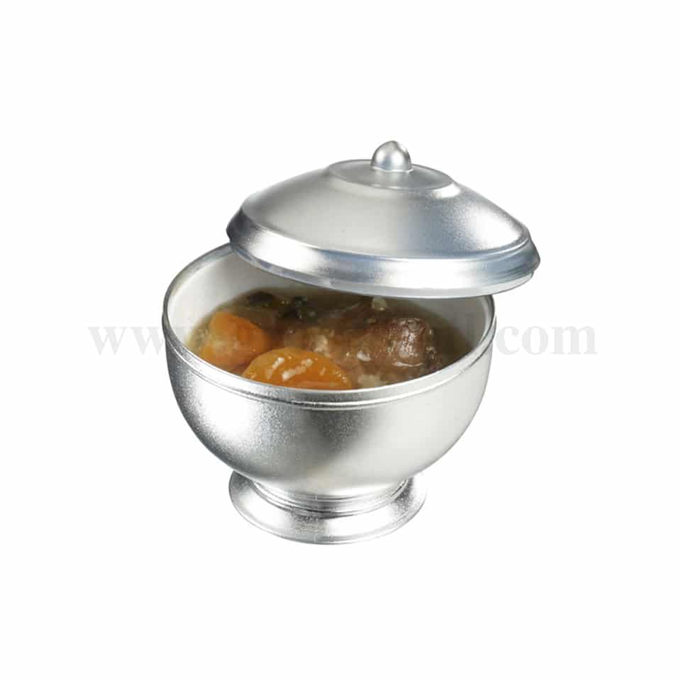 SOLIA Eskoffie Mini Dish silver Head Tureen With Lid Silver-White D 60 x h76 mm- 60ml-24 Pcs
