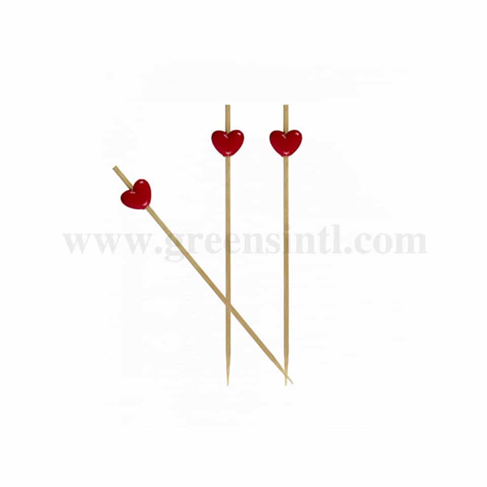 SOLIA Bamboo Skewer Red Heart 120 mm-200 pcs