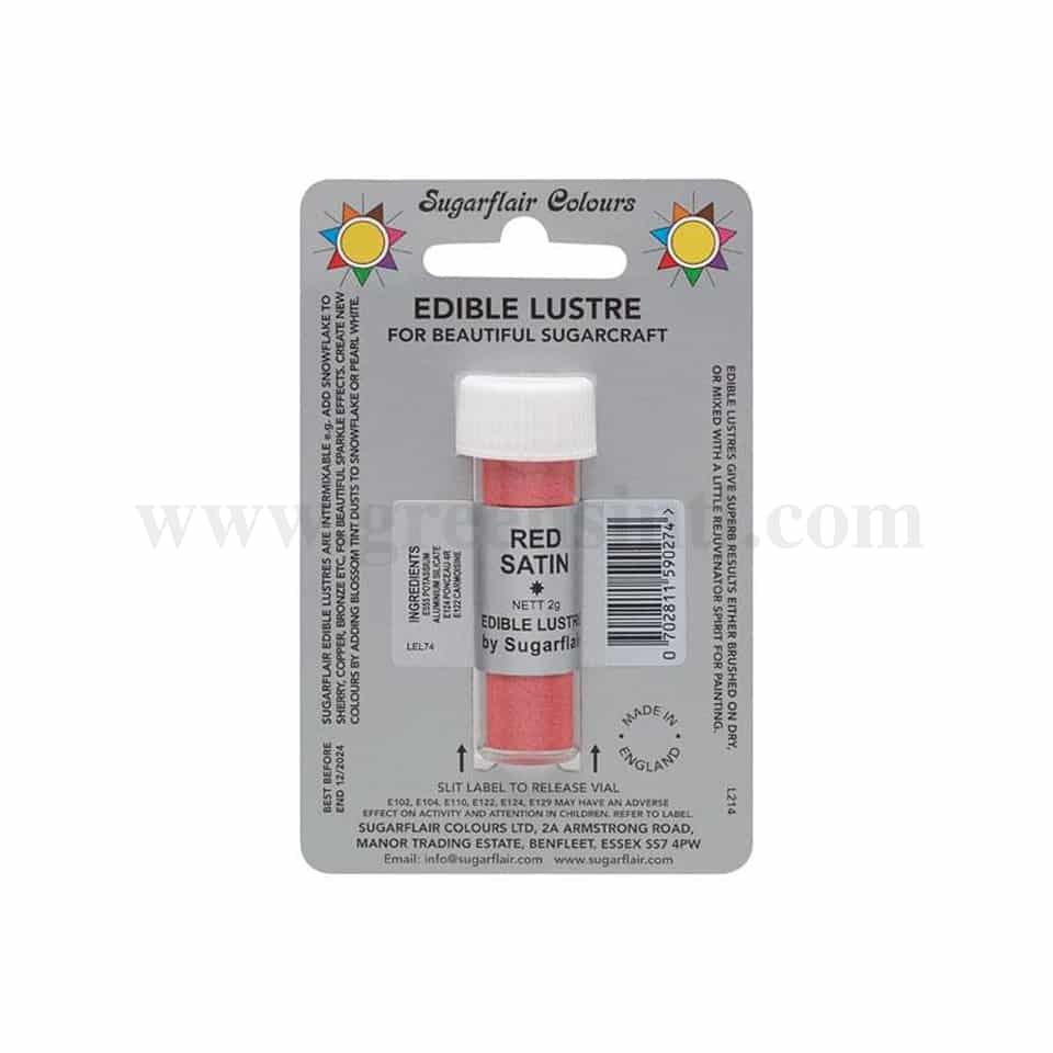 SUGARFLAIR Edible Lustre Glitter Red Satin 2g