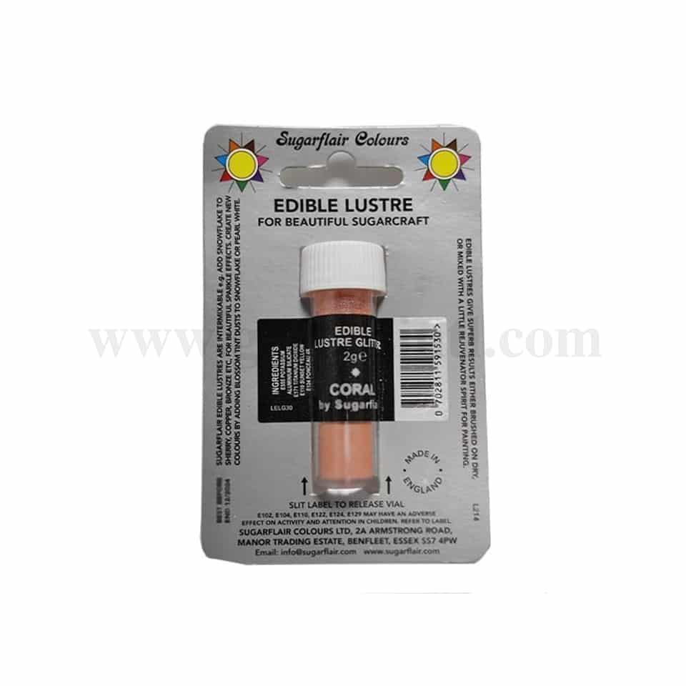 SUGARFLAIR Edible Lustre Glitter Coral 2g