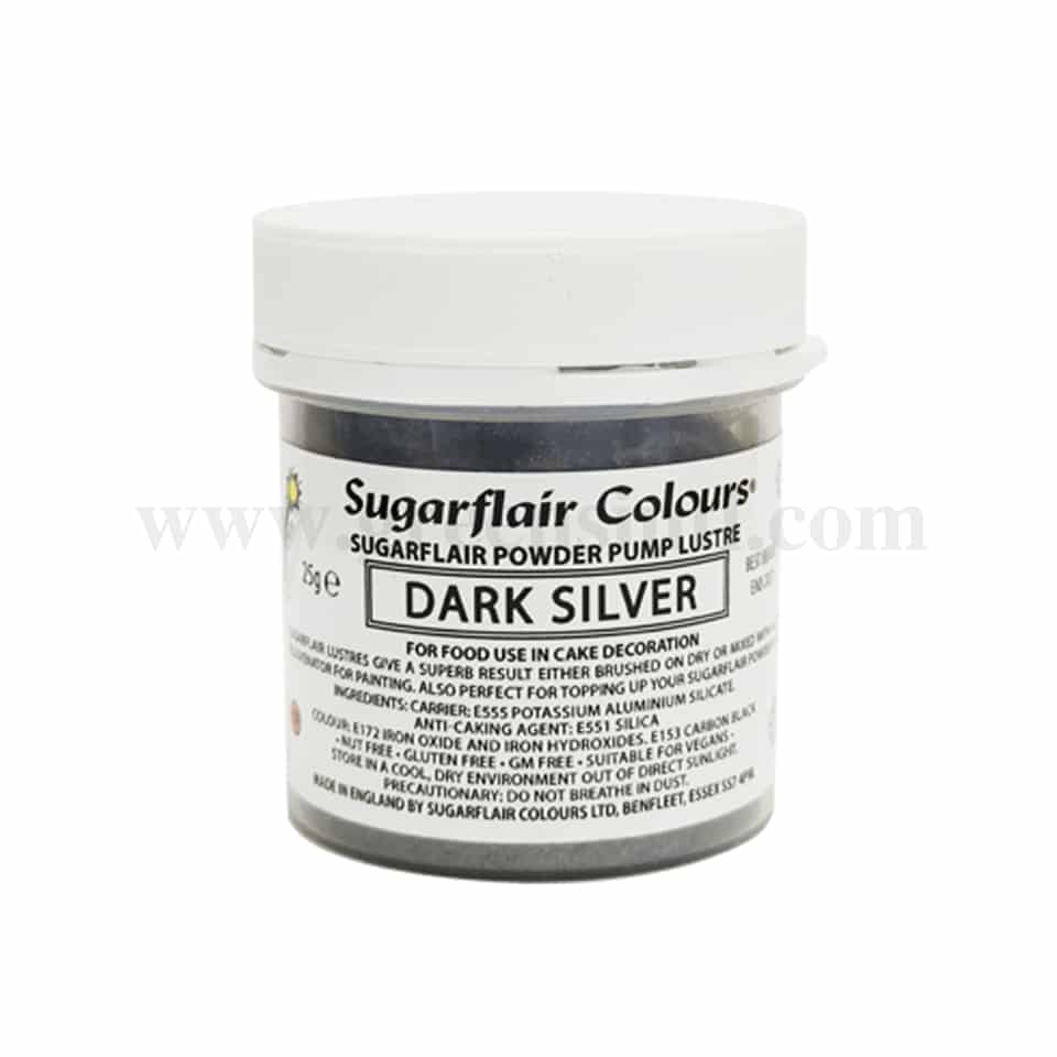 SUGARFLAIR Edible Glitter Dust Dark Silver 25g