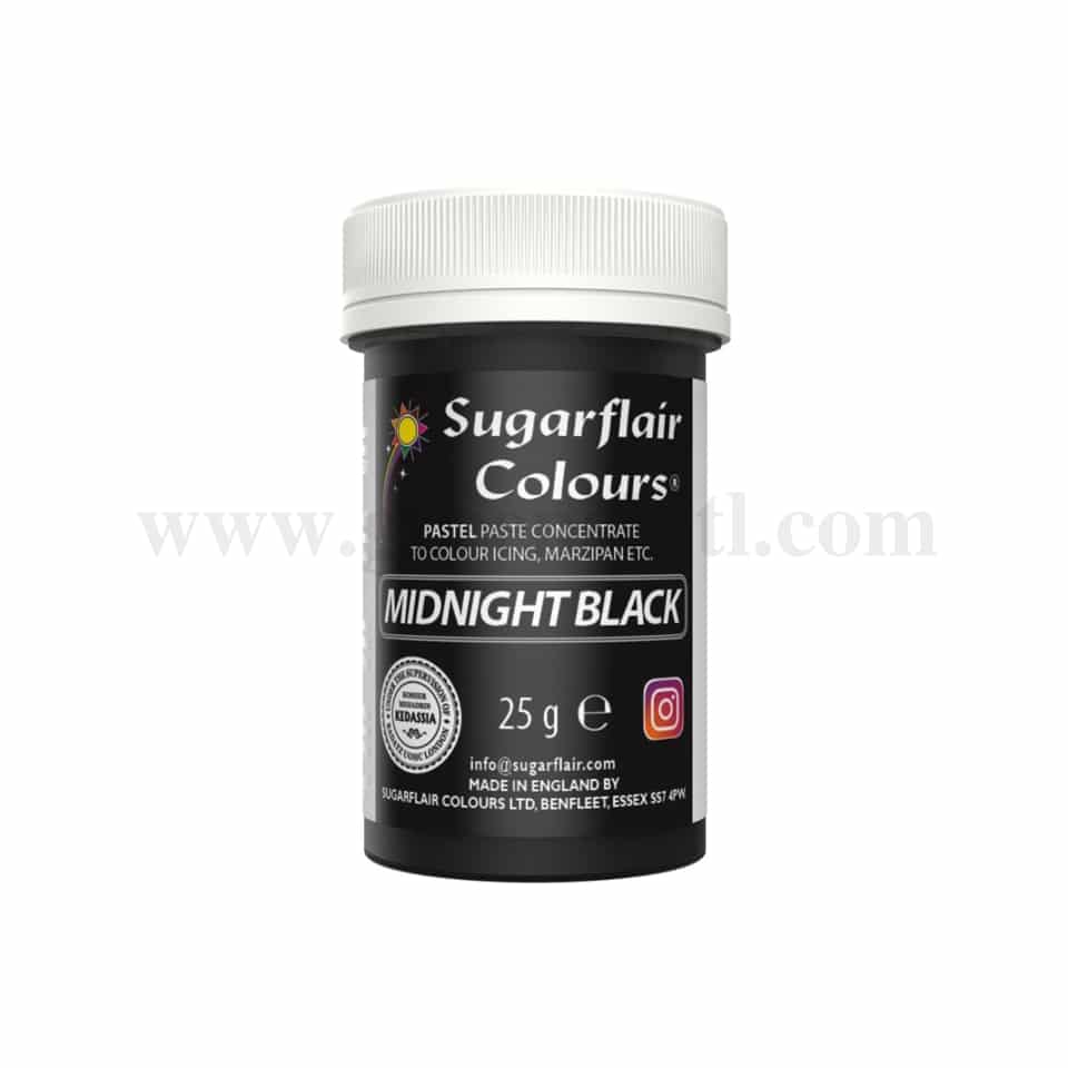 SUGARFLAIR Pastel Concentrated Gel Colour Midnight Black 25g