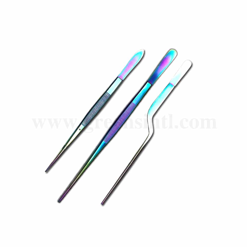 GREENS CHOICE Chef Plating Straight Tweezer Coated Set of 3