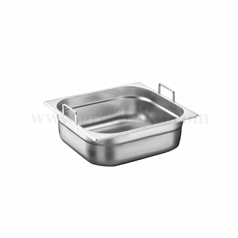 THERMOHAUSER Stainless Steel GN2/3 Container with Foldable Handle 352 x 325 x h 150 mm-11.5 L