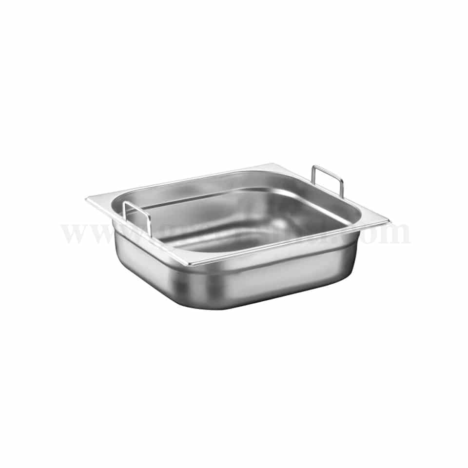 THERMOHAUSER Stainless Steel GN2/3 Container with Foldable Handle 352 x 325 x h 100 mm-8 L