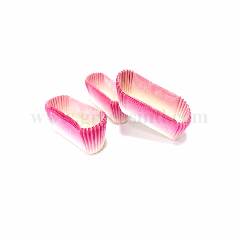 GREENS Paper Eclair Case / Baking Cases Pink and White 105 x 40 x h 25 mm-1000 Pcs